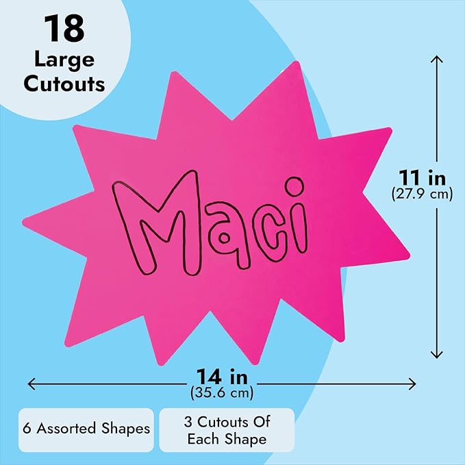 Stockroom Plus Neon Poster Board Shapes - 11 x 14 in, Assorted Neon Colors, 18-Pack - for Poster Board Signs, Trifold Decorations & Science Project Supplies