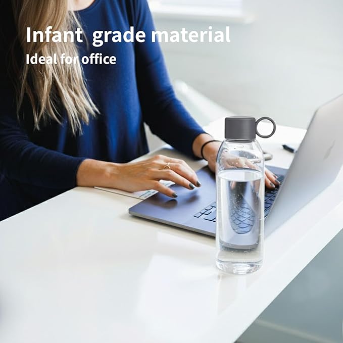emoi 22oz Clear Water Bottle, Reusable Leak Proof BPA-Free Water Bottles for Boys Girls Men Women Perfect Size for School Travel Hiking Gym Office Ideal for Daily Hydration-Gray