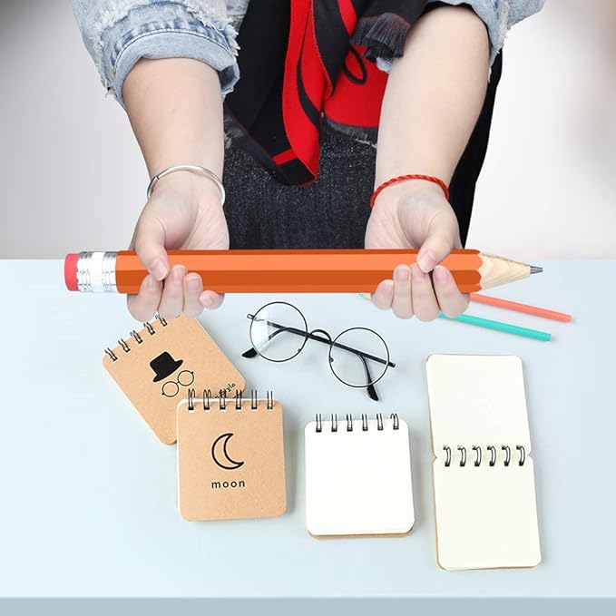 Wooden Jumbo Pencils for Prop/Gifts/Decor - 14 Inch Funny Big Novelty Pencil with Cap(Orange Red) for Schools and Homes