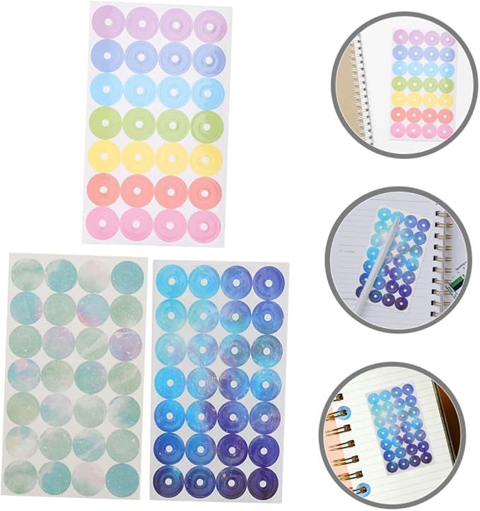 STOBOK 12sheets Adhesive Hole Reinforcement Sticker Labels of Tear-Resistant Circles for Loose-Leaf Paper Repair for School Office and Home Use