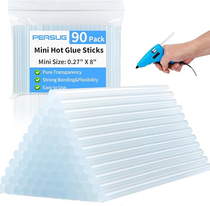 Mini Hot Glue Sticks Bulk, Clear Glue Gun Sticks for Metal, Wood, Glass DIY Art Craft & School Projects Craft, Bond (Clear,8" X 0.27")