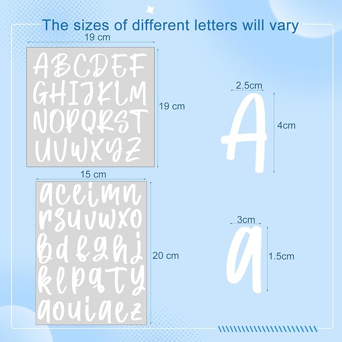 Humyoun UV DTF Cup Wrap Letter Stickers Vinyl Decals,White,6 Sheets | Personalized Name Stickers for Water Bottles Tumblers, Waterproof UV DTF Alphabet A-Z Stickers for 14-40oz Mugs DIY Craft