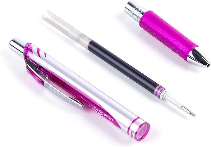 Pentel EnerGel RTX Retractable Liquid Gel Ink Pen, (0.7mm) Medium line, Magenta Ink, Box of 12 Pens (BL77-V4)