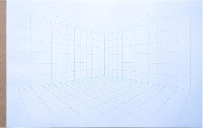 Koala Tools - 40-Page Drawing Pad for 2-Point Perspective, Room Grid Sketch Pad with 3D Virtual Walls Design, Gridded Graph Paper for Interior Room Design, Industrial, Architectural 11 x 17 inches