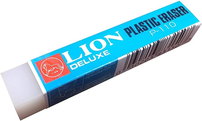 LION Extra-Large Rectangular White Plastic Erasers, 3EA/Pack (P-110-3P)