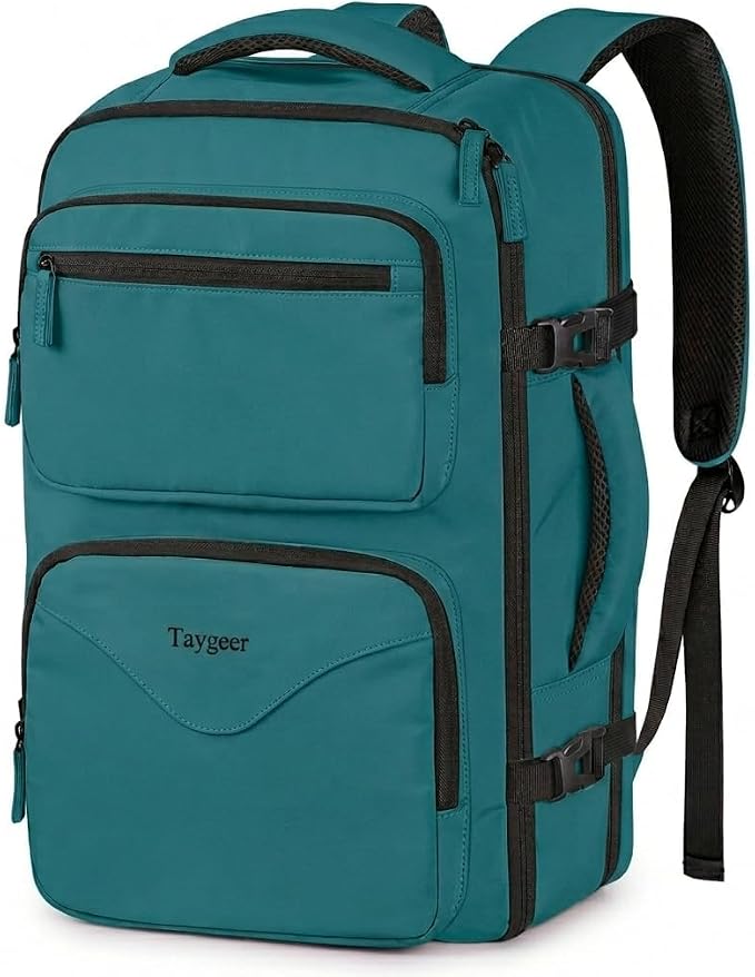 Taygeer Airline Approved Carry on Backpack, Womens Weekender Travel Bag | Luggage 15.6 Inch Laptop Backpack with Water Bottle Pocket & Shoe Pouch, Travel Gifts for Frend Outdoor Weekend, Peacock Blue