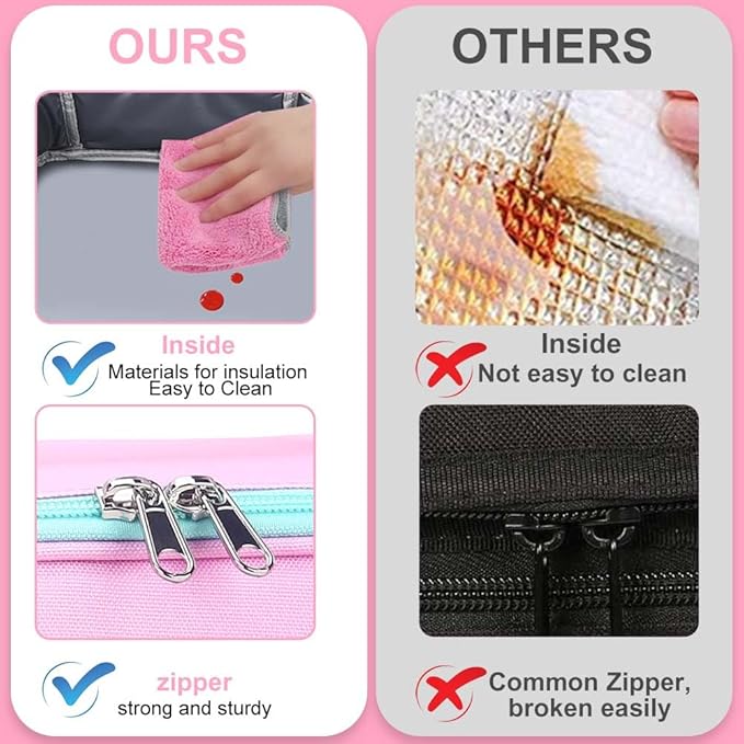 RHCPFOVR Kids Lunch Box for Girls Teens Insulated Lunch Bag Reusable Lunch Tote Kit for School Travel