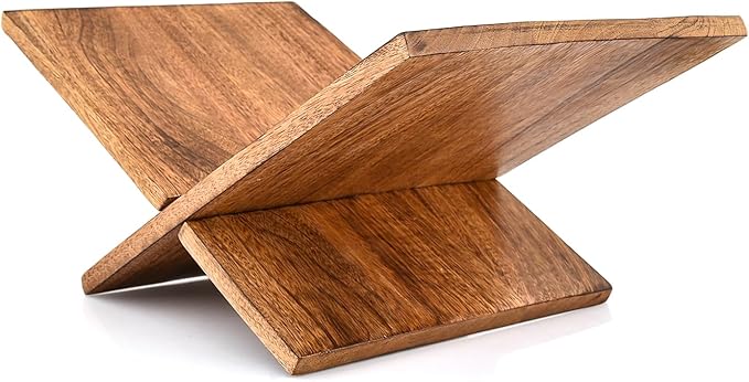 Samhita Book Stands Mango Wood for Display & Reading for Cookbooks, Textbooks, Magazines & Recipes | Display Stand for Kitchen & Desk (16" X 10" X 8")