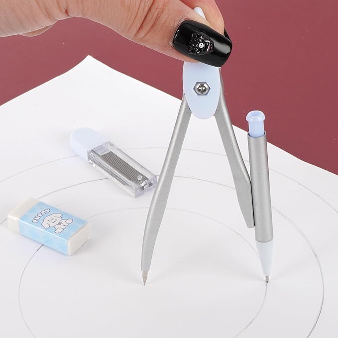 LABANCA 8 Pcs Compass Set with Protractor Rulers Pencil for Math Geometry (08336 Pattern D)