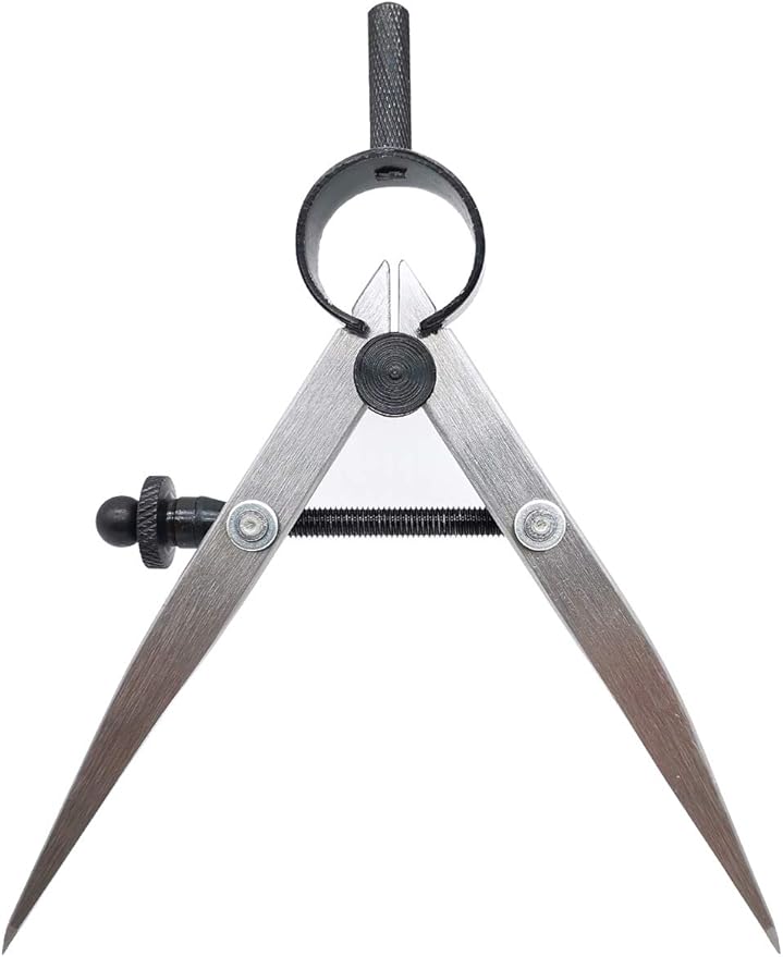 4 Inch Professional Leather Compass, Precision Spring Wing Divider/Scriber, Metal Compass for Woodworking, Metalworking