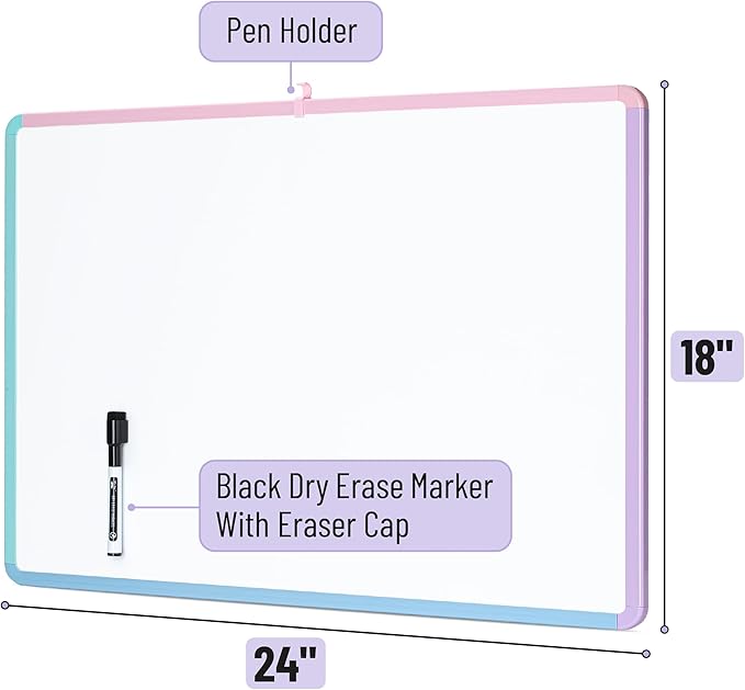 Mr. Pen- Magnetic Whiteboard Dry Erase, 18x24 Inches, Dry Erase Board with Black Fine Point Marker, Magnetic White Board for Students, Home, Office and Classroom