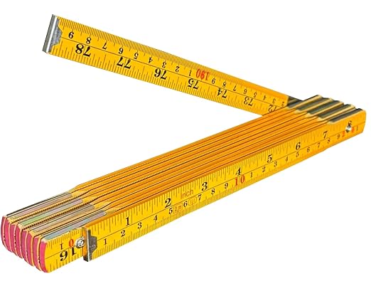 Binzer Folding Ruler, Foldable Ruler, Wooden Stick Ruler, Folding Yard Stick, Inch & Metric (6-foot-6-inch/2-Meter), Foldable Yardstick, Carpenters - Sewing - General Use