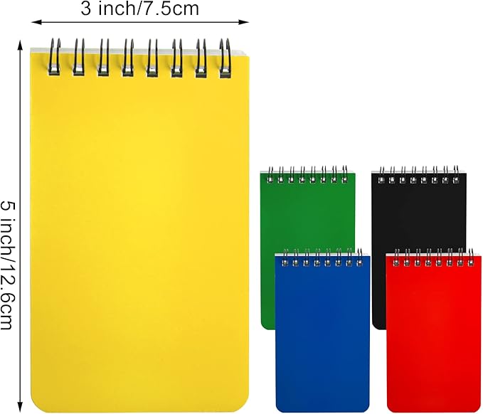 Hacaroa 30 Pack Top Spiral Memo Pads, 3"x5" Lined Pocket Notebook Mini College Ruled Paper 75 Sheets/150 Pages, Wirebound Small Steno Pads for Home, School, Office, Assorted Colors