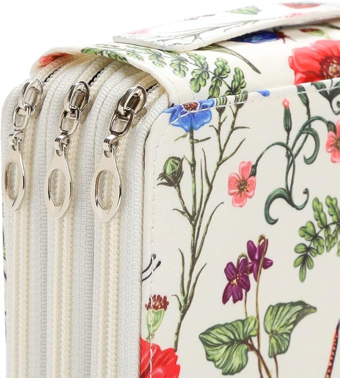Portable Colored 120 Slots Pencil case Organizer with Printing Pattern for Watercolor Pencils, Pencil Case Organizer for Artist