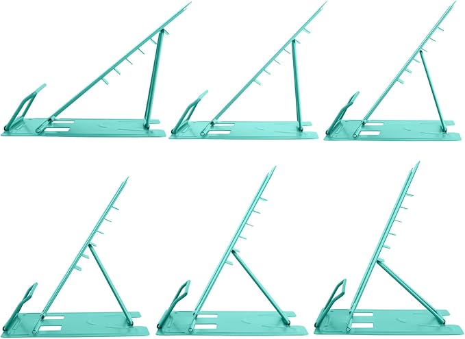 Honagu Book Stand Metal Desk Book Holder, Book Holders for Reading Hands Free, Adjustable Cookbook Documents Holder, Portable Bookstand for Music Books, Textbook, Recipe, Tablet, Ipad (Light Green)