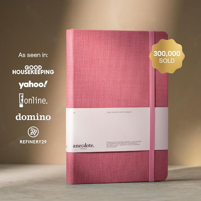 Anecdote Daily Planner w/ 2026-2027 Calendar | Start Anytime 26 Weeks Undated | 1 Page per Day | 8.5" x 5.2" | Hardcover To-Do List Organizer, Plan Your Success, Achieve Productivity Goals (Blossom)