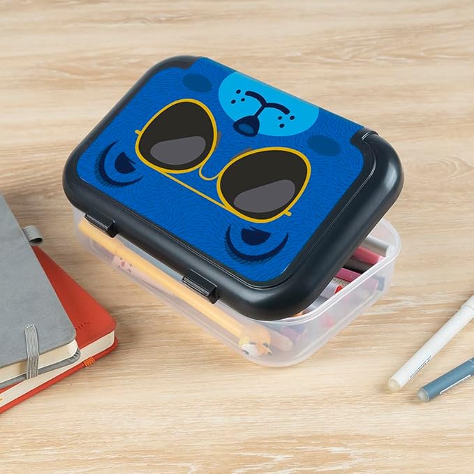 ZIPIT Recycled Plastic Pencil Box for Boys, Large Capacity Pencil Case for School, Durable Stationery Organizer Box, Blue Dog