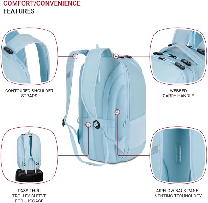 SwissGear 8119 Laptop Backpack, Light Blue, 19 In