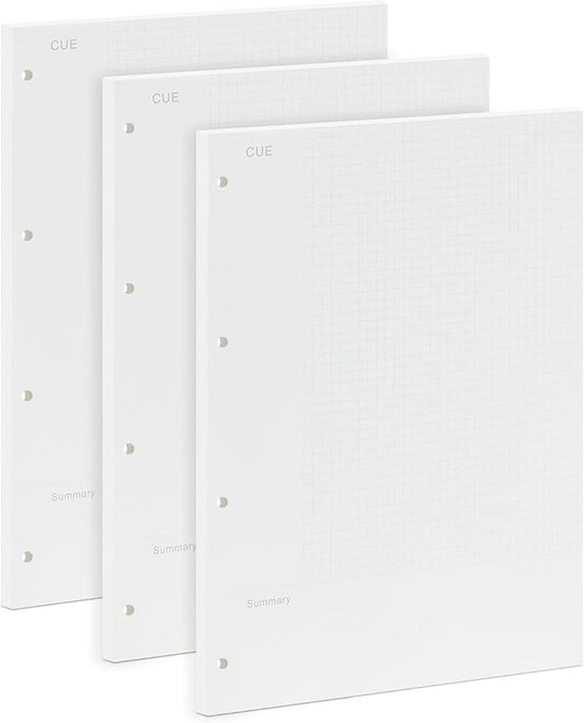 A4 Cornell Note Taking System Refill Pages - 290x210mm - 100GSM Thick Paper - 4-Hole Punch for 75mm Binders - with 5mm Grid, 135 Sheets