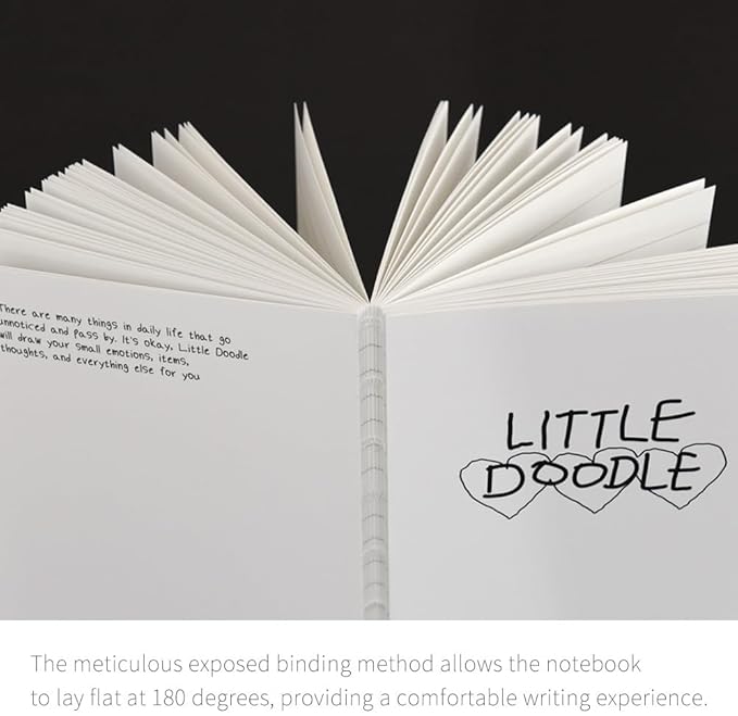 Monolike Little Doodle PVC Handy Notebook, Triple Heart - Exposed Binding, PVC cover, Academic, Journal, Diary, 160pages