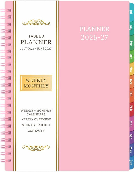 Planner 2026-2027 - 2026-2027 Planner Weekly and Monthly with Tabs, July 2026 - June 2027, 6.25" × 8.3", Strong Twin-Wire Binding