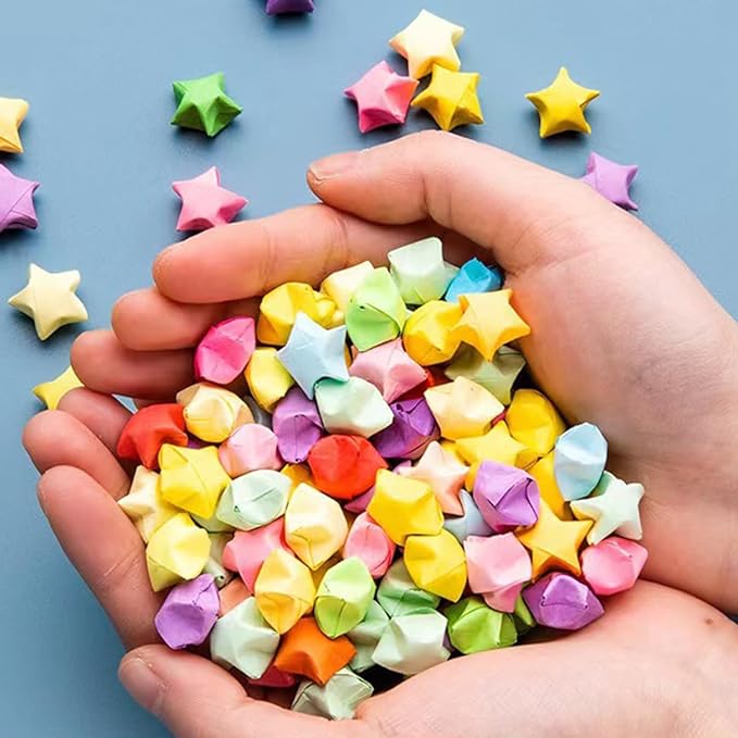 Origami Paper Stars, Colorful Handcraft Origami Lucky Star Paper DIY Paper Arts Creativity Hand Art Crafts (Happy Girl(540) sheets)