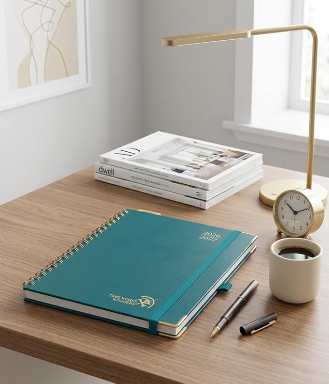 POPRUN 2026-2027 Monthly Planner, 18 Month Calendar (July 2026-Dec 2027), 7.5" x 9.5" B5 Spiral Hardcover Organizer with Dotted Note Pages, Professional Appointment Book for Business Office, Students & Teachers - Pacific Green