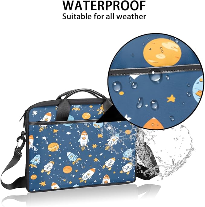 Cartoon Rocket Laptop Sleeve Case for 13-15 inch Computer Bag Protective Laptop Handle Bag for Women Men