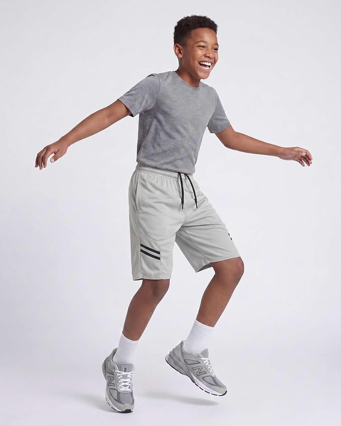 Real Essentials 5 Pack: Boys' Mesh Basketball Athletic Shorts with Pockets – Teen Kids Youth Quick Dry Soccer Running Gym