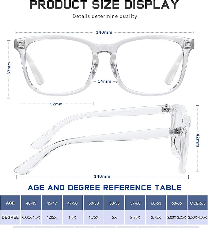 Reading Glasses for Women Men - Blue Light Blocking UV Filter Computer Readers,Anti Eyestrain Eyeglasses