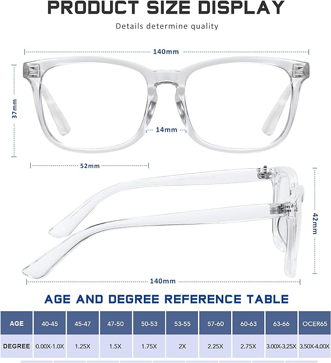 Reading Glasses for Women Men - Blue Light Blocking UV Filter Computer Readers,Anti Eyestrain Eyeglasses