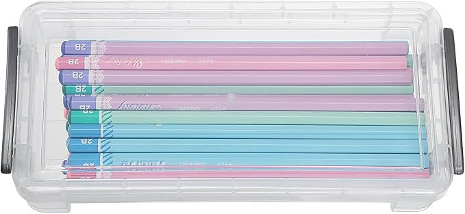 BTSKY Large Capacity Pencil Box, Office Supplies Storage Organizer Box, Brush Painting Pencils Storage Box Watercolor Pen Container Drawing Tools(6 Pack Clear)