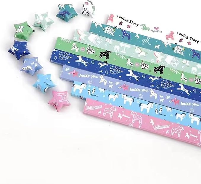 Hvogvok Origami Paper Stars, Colorful Handcraft Origami Lucky Star Paper DIY Paper Arts Creativity Hand Art Crafts (pony(540) sheets)