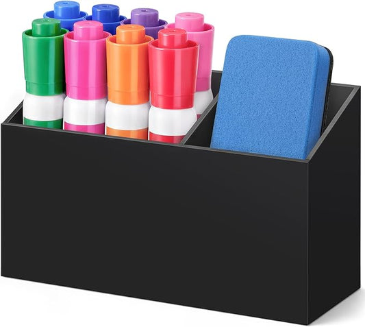 MR.MATE Magnetic Pen Holder, Magnetic Dry Erase Marker Holder for Whiteboard, Non-Slip Pencil Cup Holders for Fridge, Magnet Locker Organizer for Office Classroom Desk Accessories (Black)