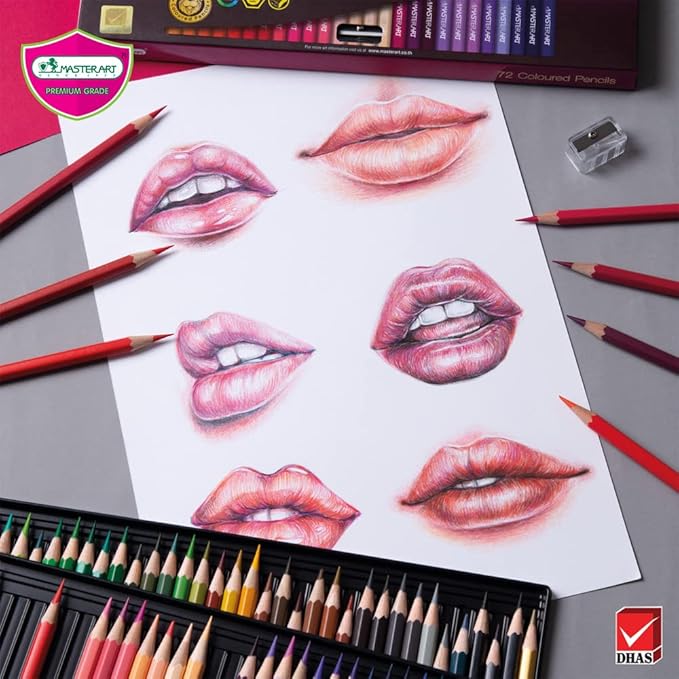MASTERART Colored Pencils 72 Colors for Kids and Adults Coloring, Free Sharpener in the box