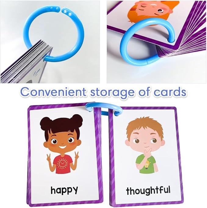 Lachilly Emotions Learning Flashcards, High Frequency Words, Beginning Reading, Kindergarten to 1st Grade, ESL Teaching Materials, Autism Learning Materials, Vocabulary Building, 15 Cards, 28 Words