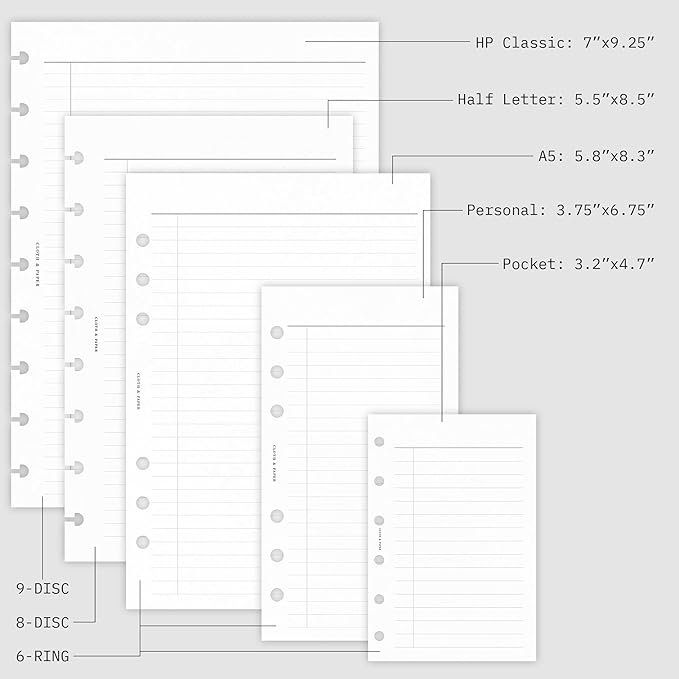 Cloth & Paper 2026 Dated Weekly Planner Inserts - Monday Start | Personal Size 3.75 x 6.75 Inches | 6 Ring Planner Refill Horizontal Weekly Layout, 214 Dated Pages | Minimal Agenda Refill