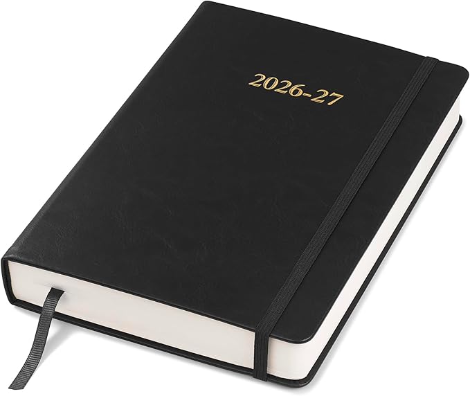 Wykeham's Executive 2026-27 Daily Journal Planner – Customization Available – Mid-Year Academic Diary – July 2026 to June 2027 (Black, 8.5"×5.5")