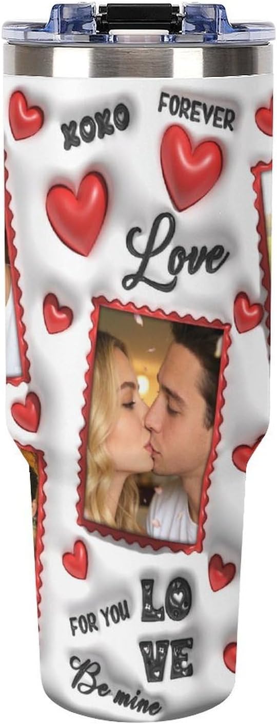 Personalized Tumbler Custom Vacuum Insulated Travel Mug Customizable Coffee Cup with Your Photos and Text Christmas Birthday Gift (40oz Design 7)