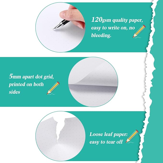 Sabary 600 Sheets Dot Cross Grid Graph Paper Loose Leaf, 8.5 x 11 Inches Letter Size Unpunched Dotted Grid Filler Paper Refills for Journaling, Drafting, Engineering Math, White (Novel Styles)