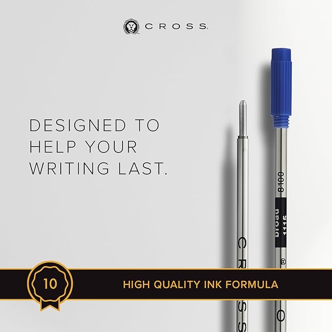 Cross Ballpoint Pen Refill - Refill for Consistent Ink Flow - Quick-Drying - Blue - Broad - 2Pack