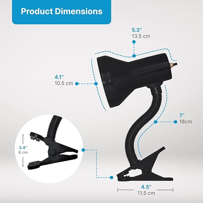 Xtricity LED Desk Light, 360° Adjustable Gooseneck, Home and Office Lamp with 7W A19 Bulb, 120V, On/Off Switch, 14” Height - Reading Lamps for Bedside Table, College Dorm (Black Finish)
