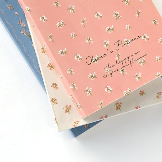 Monolike Olivia's Flowers Paperback Line Notebook - 03. Pink_Design note, Mini note, Simple note, Notebook, 192 Pages, 4.13x6.69
