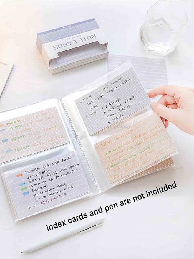 3x5 Index Cards Clear Plastic Holder Organizer Pouches Book Binder 40 Page Hold 160 Cards