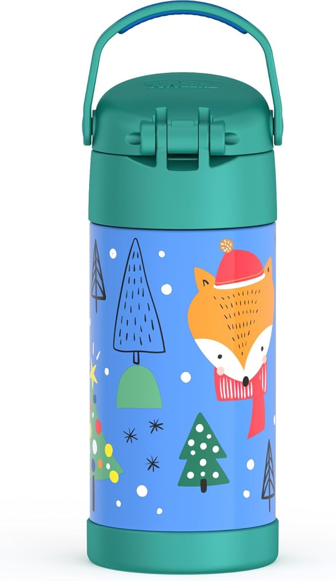 THERMOS FUNTAINER Water Bottle with Straw - 12 Ounce - Kids Stainless Steel Vacuum Insulated Water Bottle with Lid, Penguin