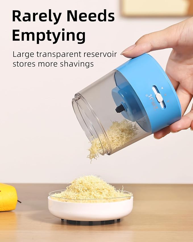 ZMOL Electric Pencil Sharpener Battery Operated Power Kids for Colored & Jumbo Pencils No.2/(6-12mm) - Safe & Easy Use Plug in Portable with (AC Adapter,USB, Battery) for Classroom/Office/Home Blue