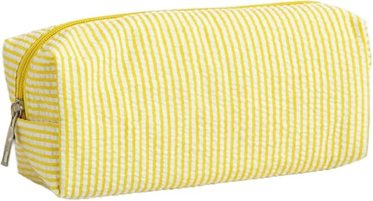 Cute Large Capacity Pencil Case | Aesthetic Striped Pencil Pouch for Office Supplies Organizer (Yellow)