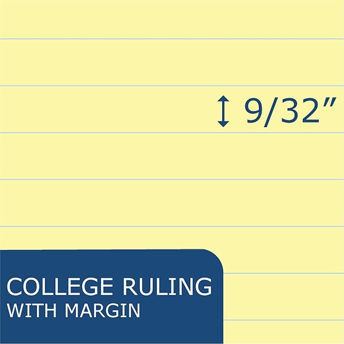 Roaring Spring Stiff Back Legal Pads, 18-Pack, 8.5"x11.75", 100 sheets of 15 lb Yellow Paper Per Pad, 3-Hole Punched, College Ruled with Margin