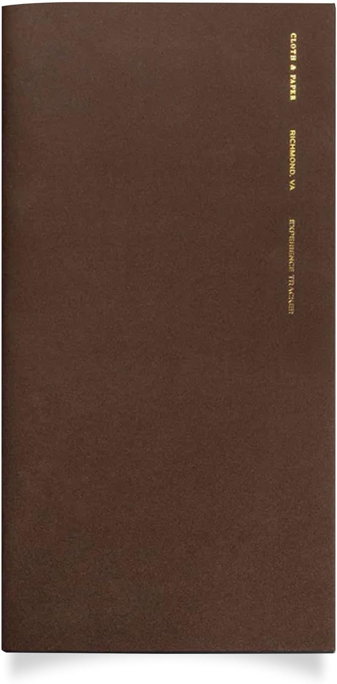 Cloth & Paper Travel Notebook | Experience Journal Tracker – Walnut | A5 Slim Travel Journal Notebook 4.3" x 8.3" | Experience Log for Restaurants, Travel, Places & Activities – Soft Touch Cover