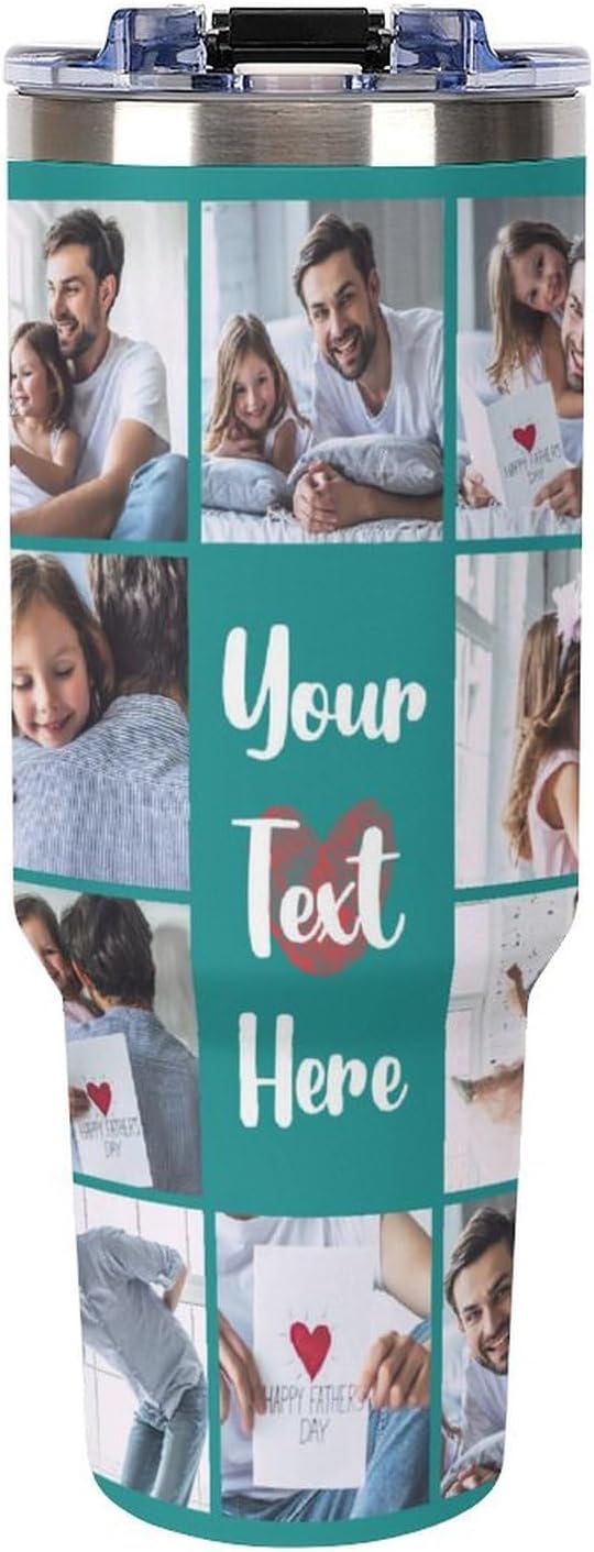 Personalized Tumbler Custom Vacuum Insulated Travel Mug Customizable Coffee Cup with Your Photos and Text Christmas Birthday Gift (18 Photos+Text)